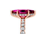 Rose gold Marquise Cut Garnet Solitaire Ring with Round  Pavé Band and Four-Prong Setting_49