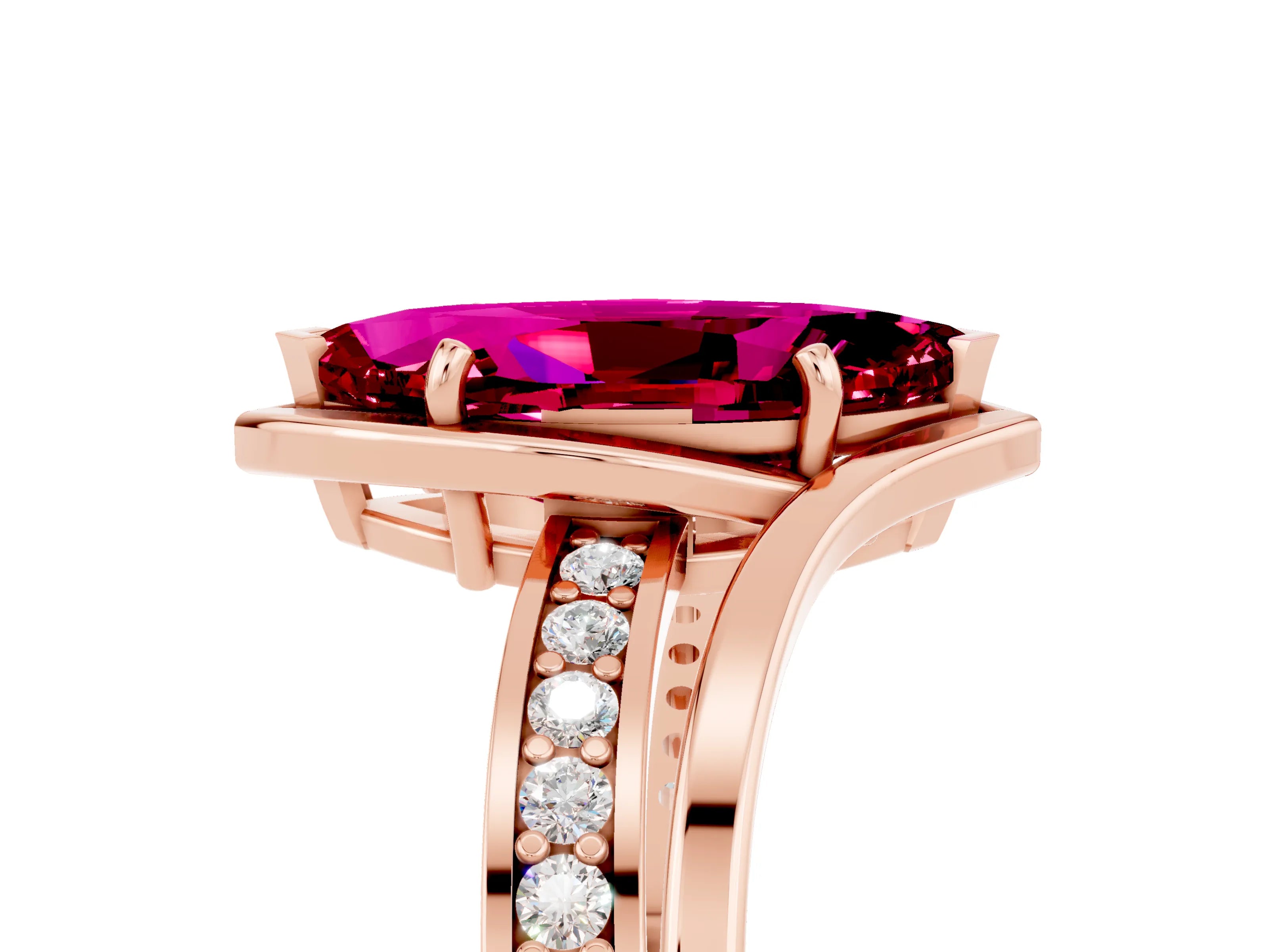 Rose gold Marquise Cut Garnet Solitaire Ring with Split Shank and Prong Setting_5
