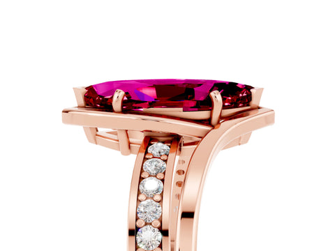 Rose gold Marquise Cut Garnet Solitaire Ring with Split Shank and Prong Setting_5