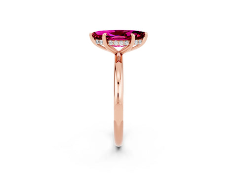 Rose gold Marquise Cut Garnet Solitaire Ring with Thin Band and Four-Prong Setting_14