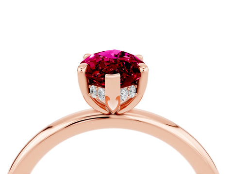 Rose gold Marquise Cut Garnet Solitaire Ring with Thin Band and Four-Prong Setting_16