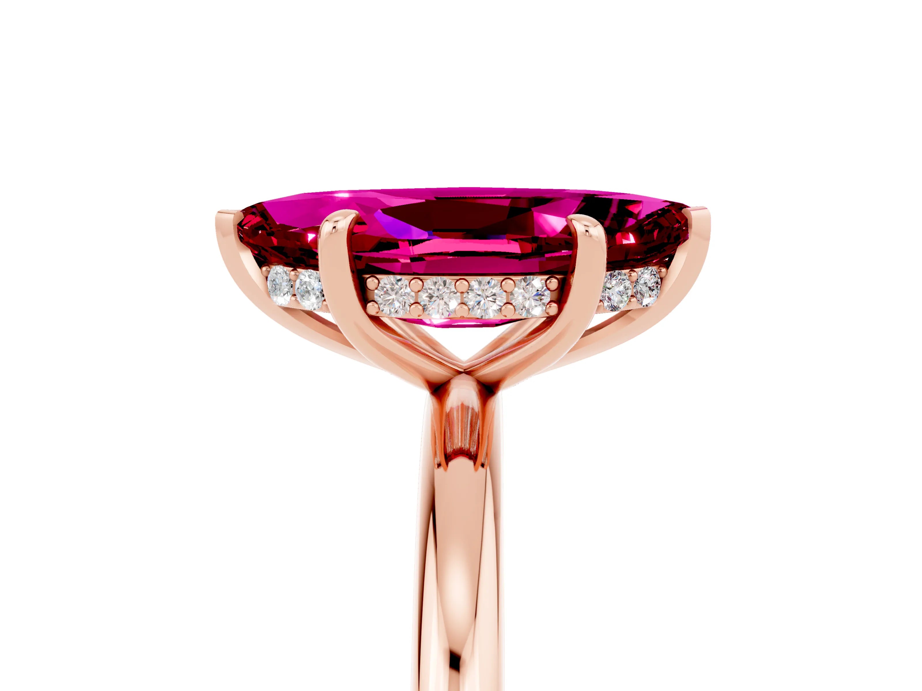 Rose gold Marquise Cut Garnet Solitaire Ring with Thin Band and Four-Prong Setting_17