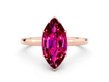 Rose gold Marquise Cut Garnet Solitaire Ring with Thin Band and Prong Setting_12