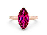 Rose gold Marquise Cut Garnet Solitaire Ring with Thin Band and Prong Setting_18