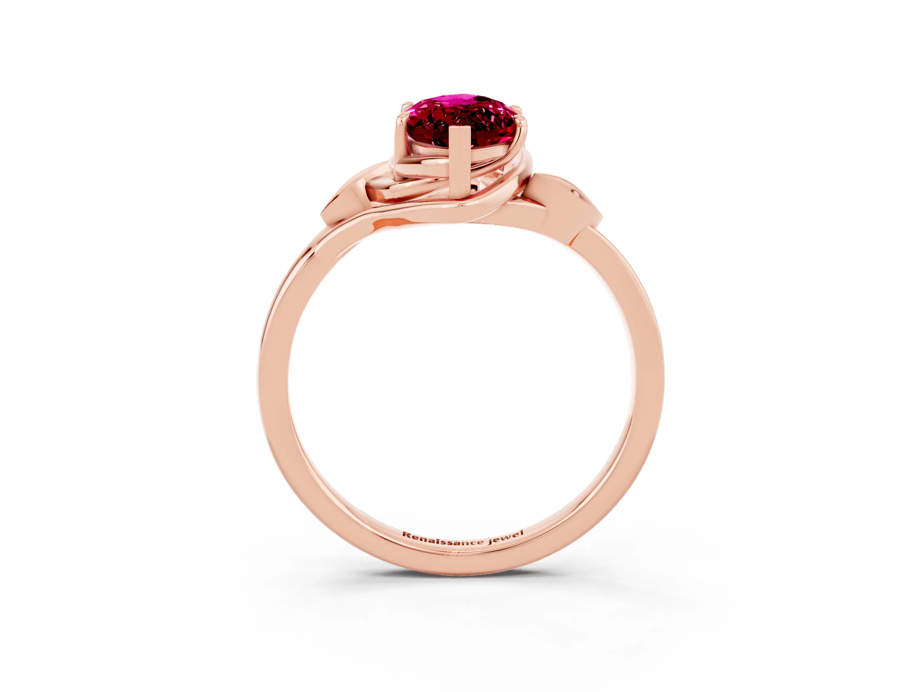 Rose gold Marquise Cut Garnet Solitaire Ring with Twist Band and Four-Prong Setting_27