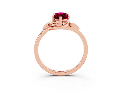 Rose gold Marquise Cut Garnet Solitaire Ring with Twist Band and Four-Prong Setting_27