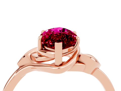 Rose gold Marquise Cut Garnet Solitaire Ring with Twist Band and Four-Prong Setting_28