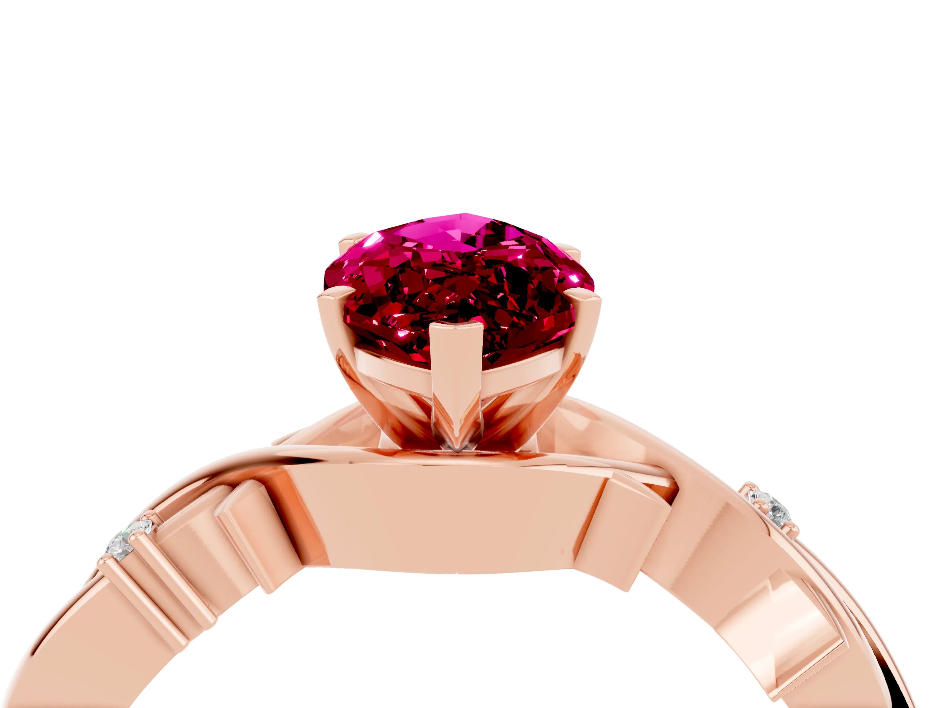Rose gold Marquise Cut Garnet Solitaire Ring with Twisted Band and Prong Setting_4