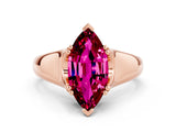 Rose gold Marquise Cut Garnet Solitaire Ring with Wide Band and Prong Setting