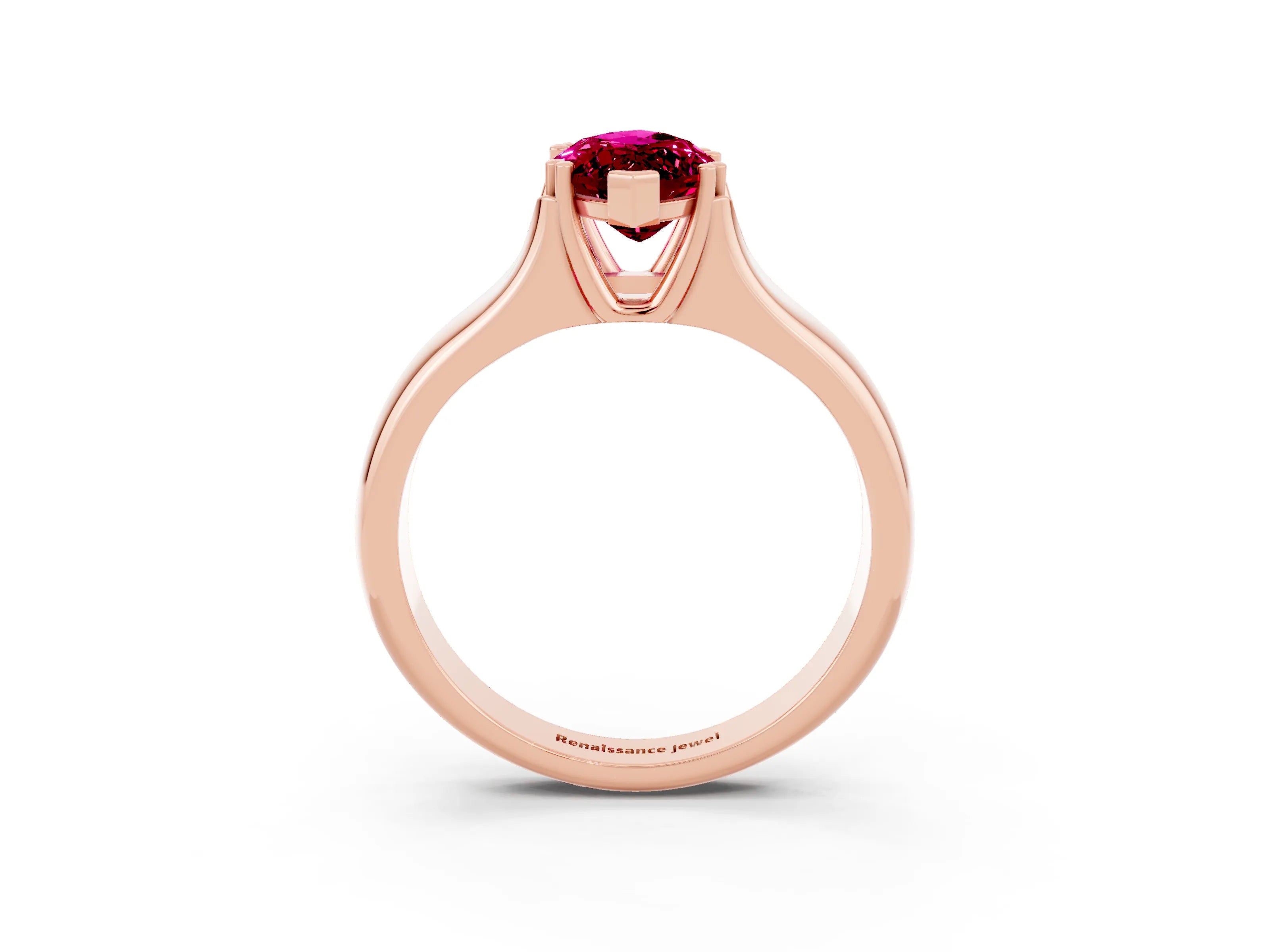 Rose gold Marquise Cut Garnet Solitaire Ring with Wide Band and Prong Setting_3