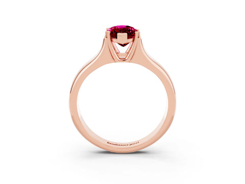 Rose gold Marquise Cut Garnet Solitaire Ring with Wide Band and Prong Setting_3