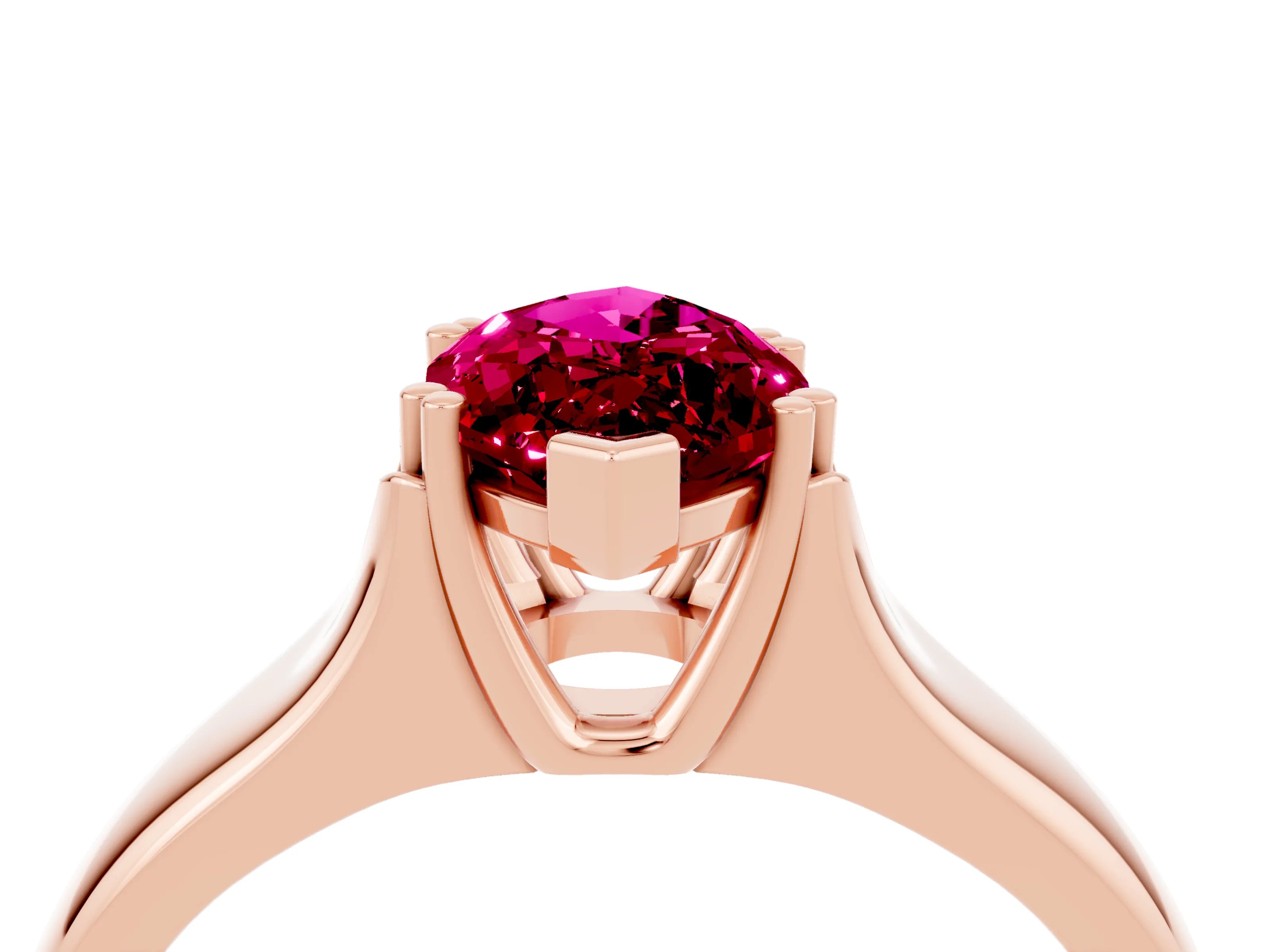 Rose gold Marquise Cut Garnet Solitaire Ring with Wide Band and Prong Setting_4