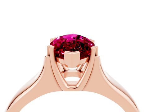 Rose gold Marquise Cut Garnet Solitaire Ring with Wide Band and Prong Setting_4