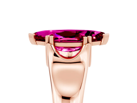 Rose gold Marquise Cut Garnet Solitaire Ring with Wide Band and Prong Setting_5