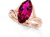 Rose gold Marquise Cut Garnet Solitaire Twist Band Prong Setting Ring_37