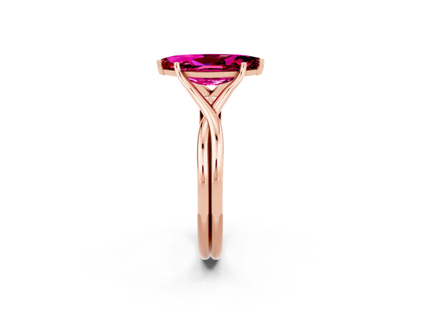 Rose gold Marquise Cut Garnet Solitaire Twist Band Prong Setting Ring