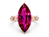 Rose gold Marquise Cut Garnet Solitaire Twisted Band with Round  Accents and Prong Setting_12