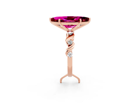 Rose gold Marquise Cut Garnet Solitaire Twisted Band with Round  Accents and Prong Setting_14