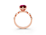Rose gold Marquise Cut Garnet Solitaire Twisted Band with Round  Accents and Prong Setting_15
