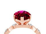 Rose gold Marquise Cut Garnet Solitaire Twisted Band with Round  Accents and Prong Setting_16