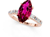 Rose gold Marquise Cut Garnet Solitaire with Side Baguettes and Channel Set Band_1