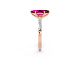 Rose gold Marquise Cut Garnet Solitaire with Side Baguettes and Channel Set Band_2