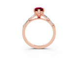 Rose gold Marquise Cut Garnet Solitaire with Side Baguettes and Channel Set Band_3