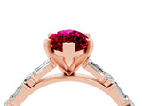 Rose gold Marquise Cut Garnet Solitaire with Side Baguettes and Channel Set Band_4