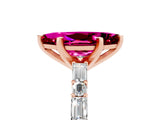 Rose gold Marquise Cut Garnet Solitaire with Side Baguettes and Channel Set Band_5