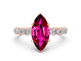 Rose gold Marquise Cut Garnet Solitaire with Side Stones, Pave Band, Four-Prong Setting_36