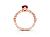 Rose gold Marquise Cut Garnet Solitaire with Side Stones, Pave Band, Four-Prong Setting_39