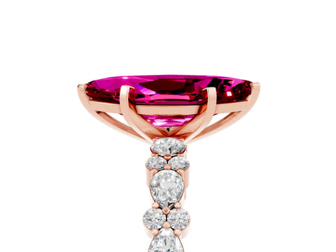 Rose gold Marquise Cut Garnet Solitaire with Side Stones, Pave Band, Four-Prong Setting_41