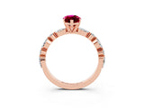 Rose gold Marquise Cut Garnet Solitaire with Side Stones on a Pavé Band and Four-Prong Setting_3