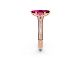 Rose gold Marquise Cut Garnet Split Shank Engagement Ring with Pavé Band_2
