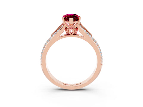 Rose gold Marquise Cut Garnet Split Shank Engagement Ring with Pavé Band_3