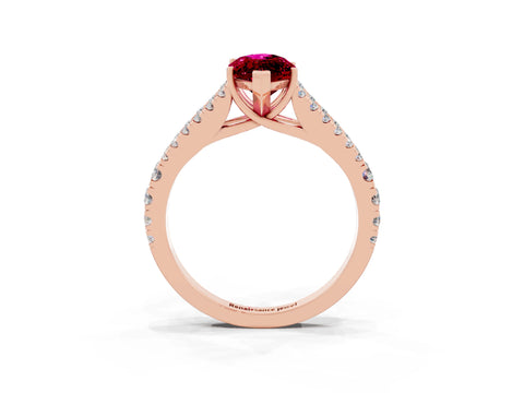 Rose gold Marquise Cut Garnet Split Shank Pavé Engagement Ring with Four-Prong Setting_15
