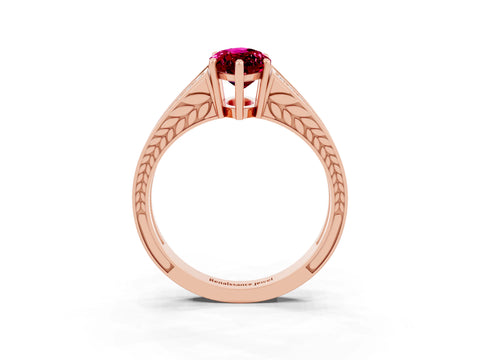 Rose gold Marquise Cut Garnet Split Shank Ring with Pavé Band and Four-Prong Setting_3