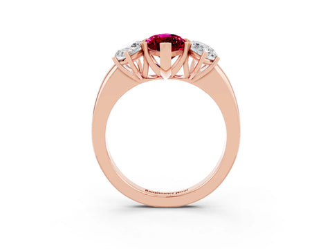 Rose gold Marquise Cut Garnet Three-Stone Ring with Four-Prong Setting and Classic Band_3