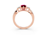 Rose gold Marquise Cut Garnet Three-Stone Ring with Pavé Split Shank and Four-Prong Setting_15