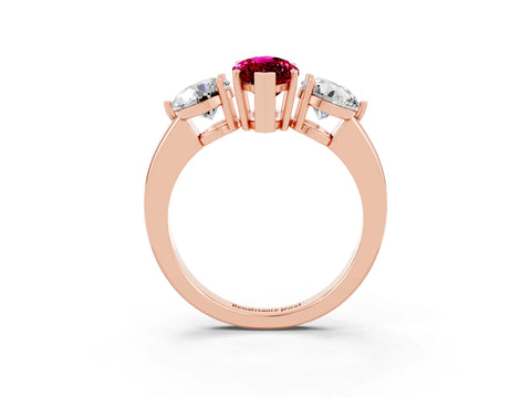 Rose gold Marquise Cut Garnet Three-Stone Ring with Prong Setting and Classic Band_3