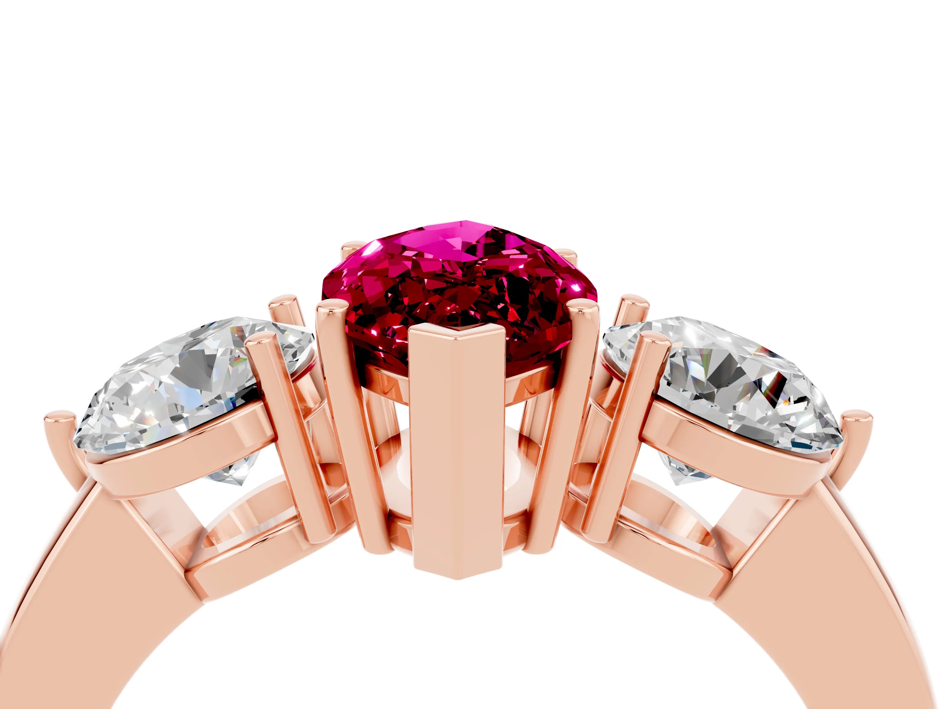 Rose gold Marquise Cut Garnet Three-Stone Ring with Prong Setting and Classic Band_4