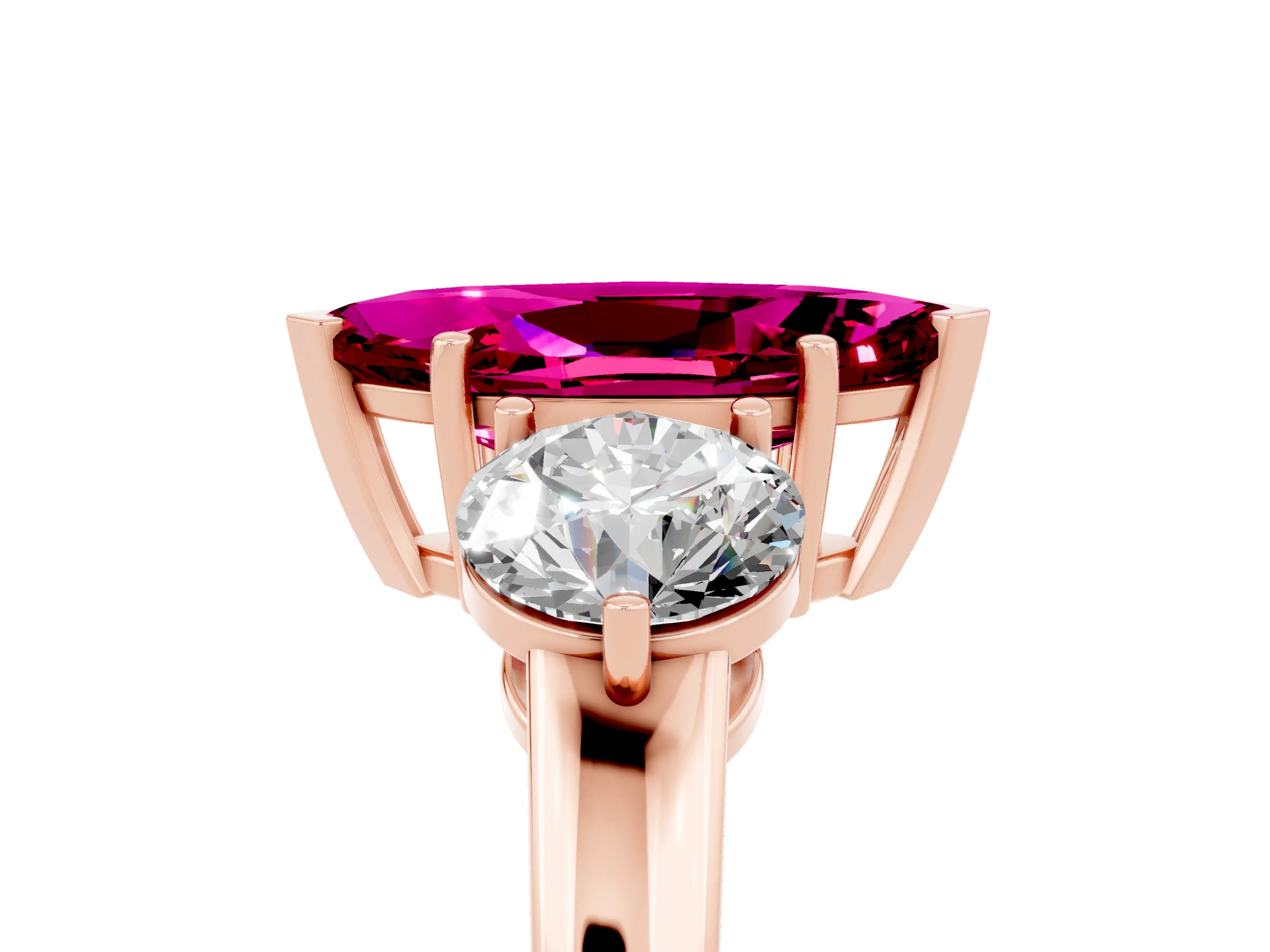 Rose gold Marquise Cut Garnet Three-Stone Ring with Prong Setting and Classic Band_5