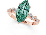 Rose gold Marquise Cut Green Sapphire Cluster Side Stone Solitaire Ring with Prong Setting_25
