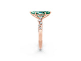 Rose gold Marquise Cut Green Sapphire Cluster Side Stone Solitaire Ring with Prong Setting_26