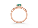 Rose gold Marquise Cut Green Sapphire Cluster Side Stone Solitaire Ring with Prong Setting_27