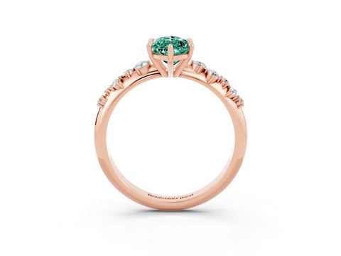 Rose gold Marquise Cut Green Sapphire Cluster Side Stone Solitaire Ring with Prong Setting_27