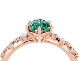 Rose gold Marquise Cut Green Sapphire Cluster Side Stone Solitaire Ring with Prong Setting_28
