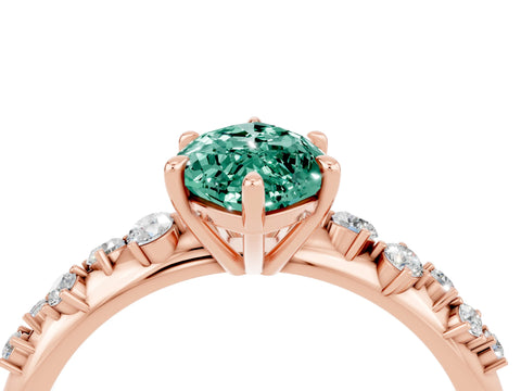 Rose gold Marquise Cut Green Sapphire Cluster Side Stone Solitaire Ring with Prong Setting_28