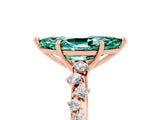 Rose gold Marquise Cut Green Sapphire Cluster Side Stone Solitaire Ring with Prong Setting_29