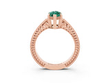 Rose gold Marquise Cut Green Sapphire Engagement Ring with Milgrain Channel Set Band and Prong Setting_3